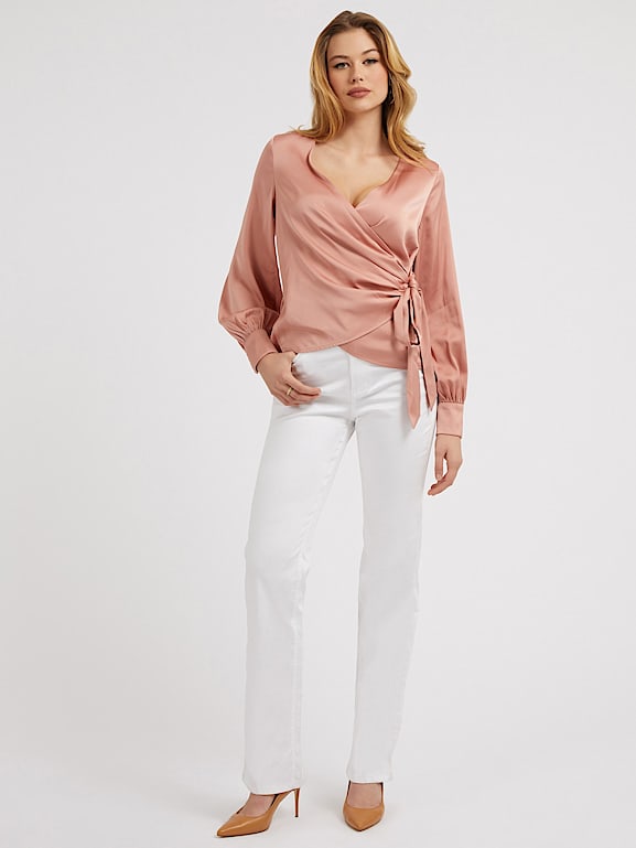 GUESS® Front wrap blouse