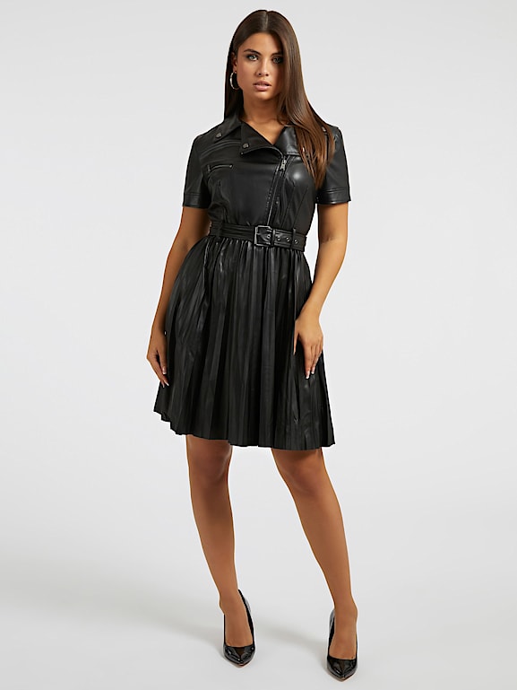 Leather dress guess online