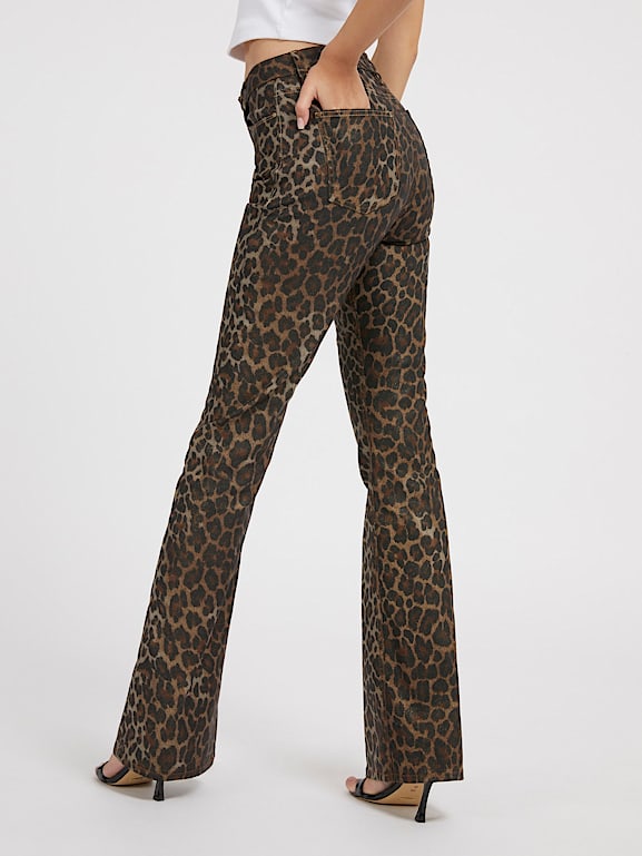 Leopard print flared jeans top
