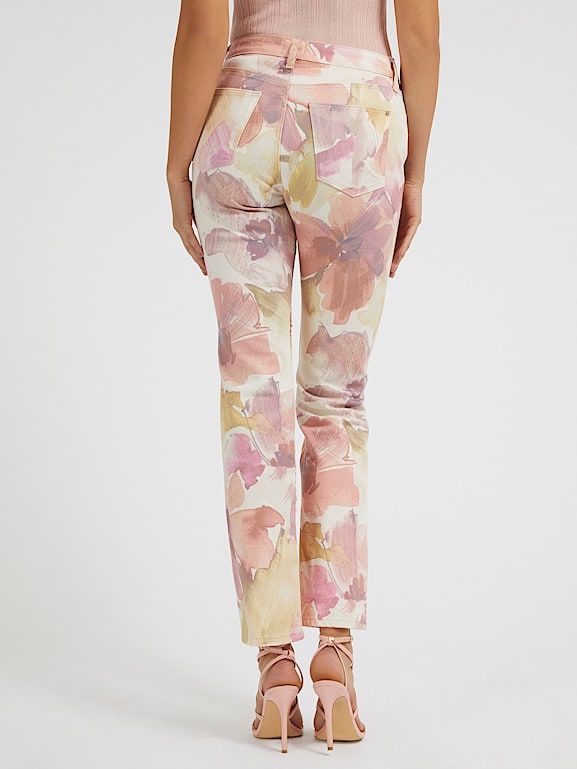 Floral Denim Cargo Pants