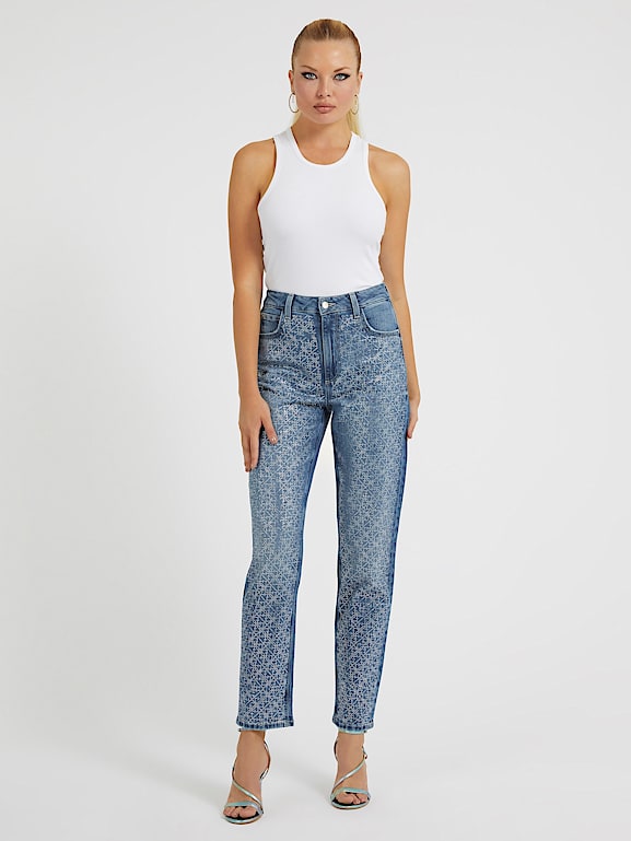 Rhinestone Quattro G Mom Jeans