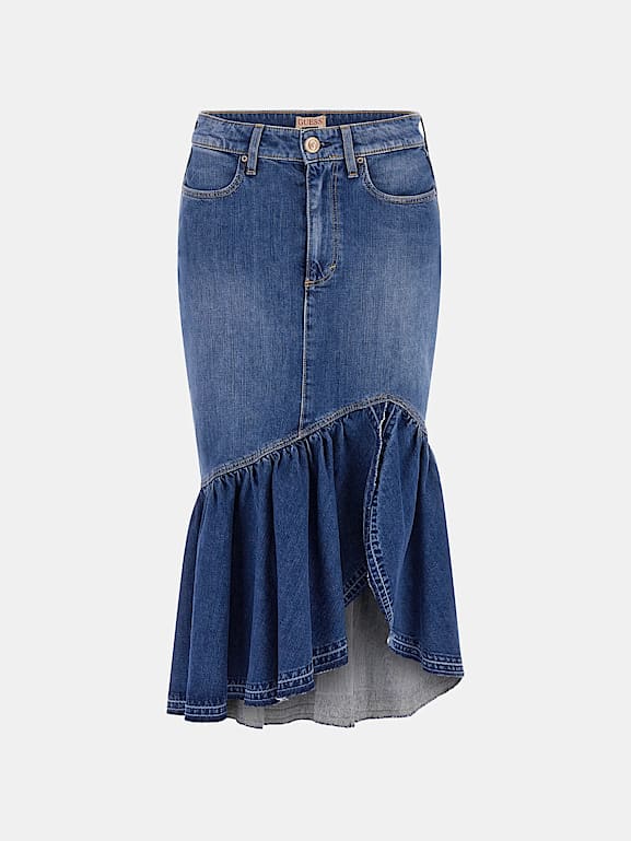 GUESS Ruffled denim skirt Women