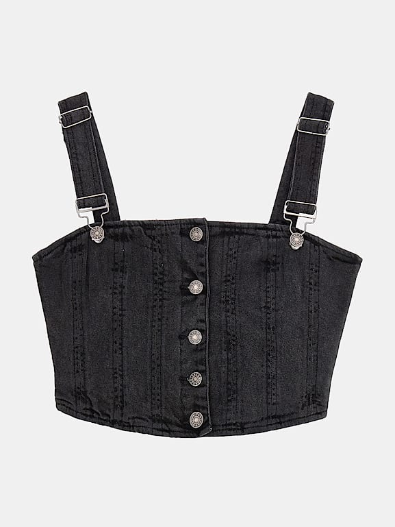 Denim Buckle Crop Top