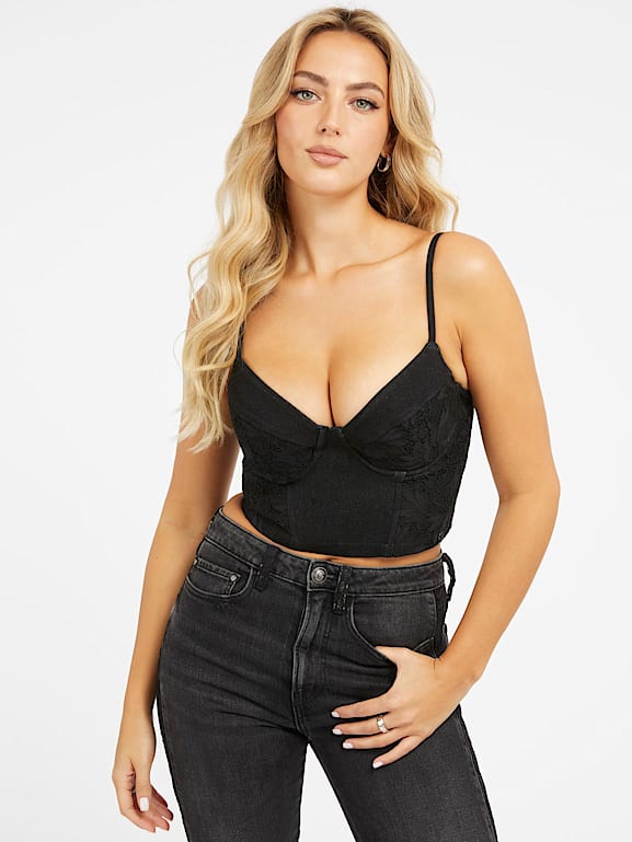 Guess denim bustier sales