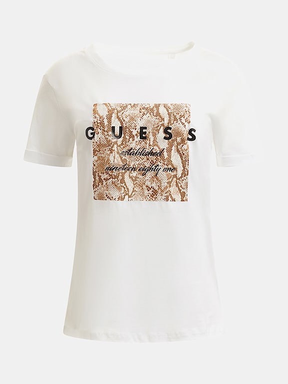 Gold Guess Womens Tee GUESS® Front Print T-shirt Women