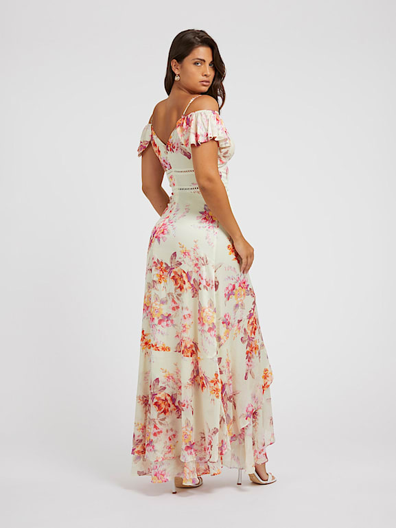 Long floral print dress guess on sale