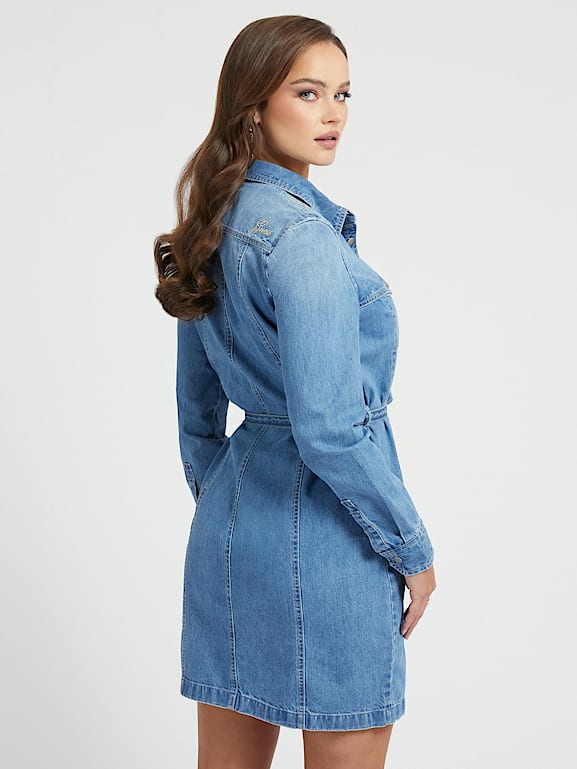 GUESS Vestido vaquero bolsillos frontales