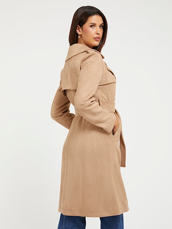Beige suede trench coat discount