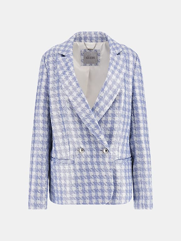Womens blue check blazer new arrivals