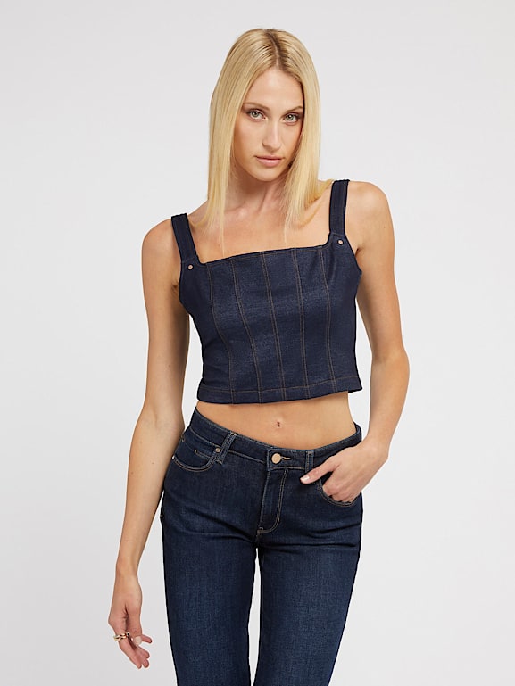 Guess denim bustier top clearance