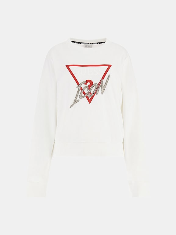  GUESS Sudadera activa de manga larga con logotipo bordado para  mujer, blanco, (White Blush) : Ropa, Zapatos y Joyería