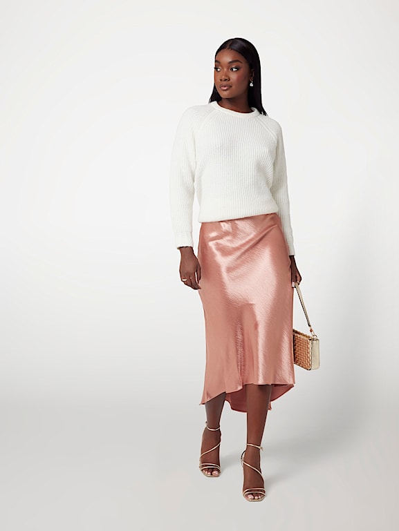 Pink satin skirt new arrivals