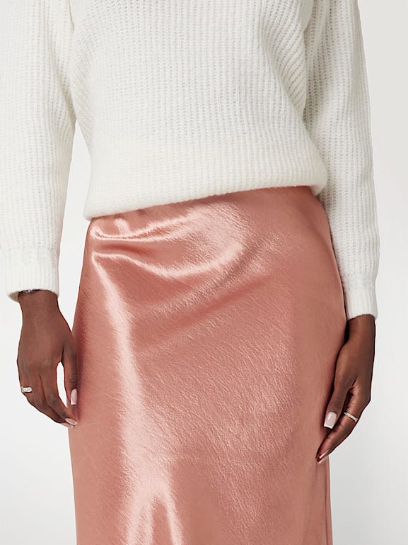 GUESS Satin midi skirt Women
