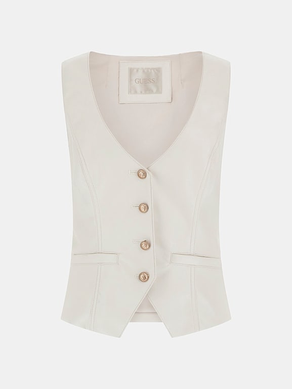 White leather vest womens discount