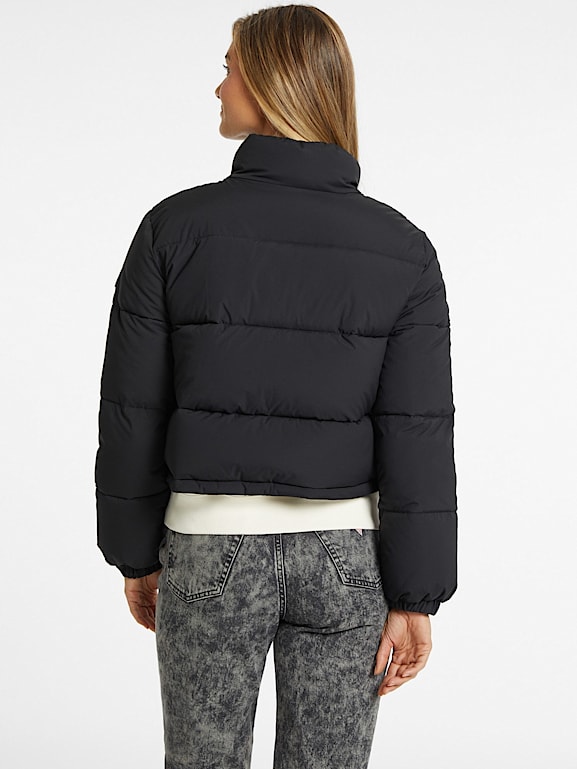 Crop puffer jacket black online