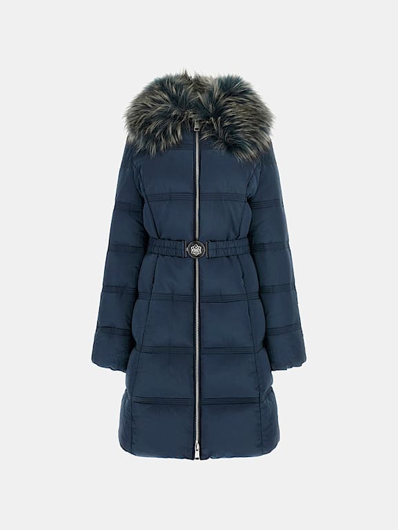 Guess long down jacket with faux fur deals