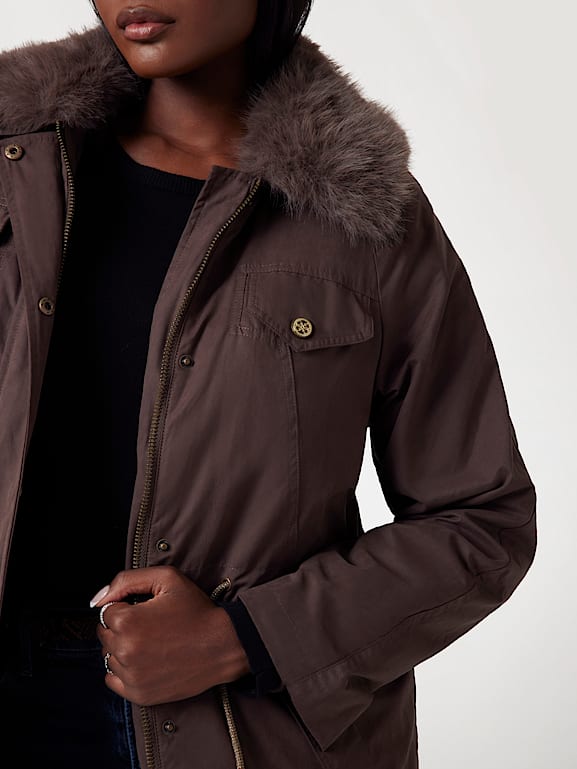 GUESS Parka col fourrure synthetique Femme