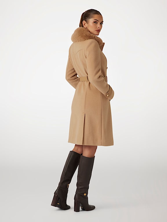 GUESS Faux fur collar coat Women