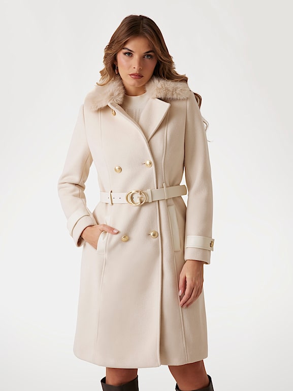 Manteau col et manche fourrure 2025