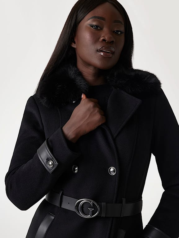 GUESS Faux fur collar coat Women