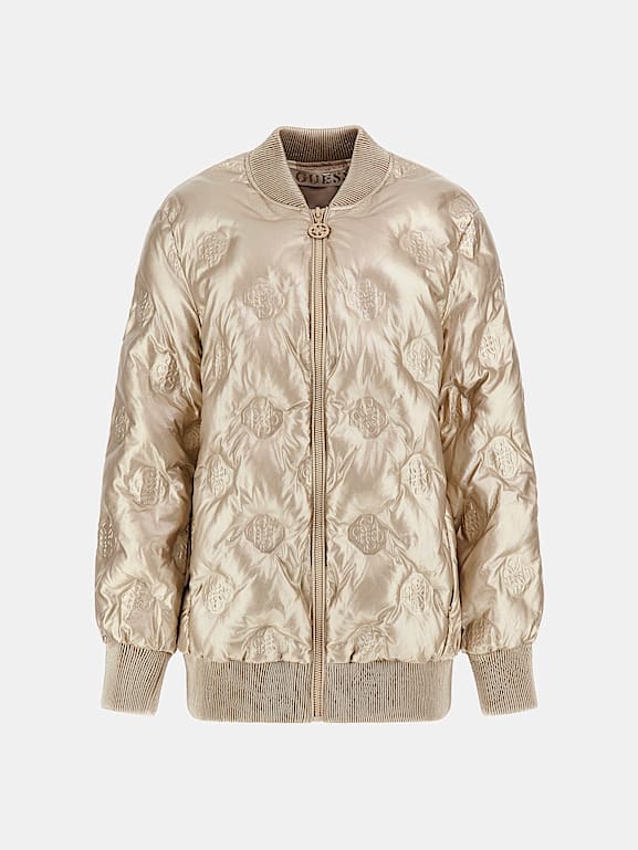GUESS Faux leather long bomber jacket Women