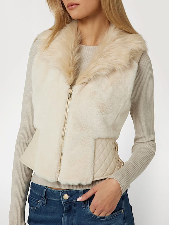 Guess fur vest women's deals
