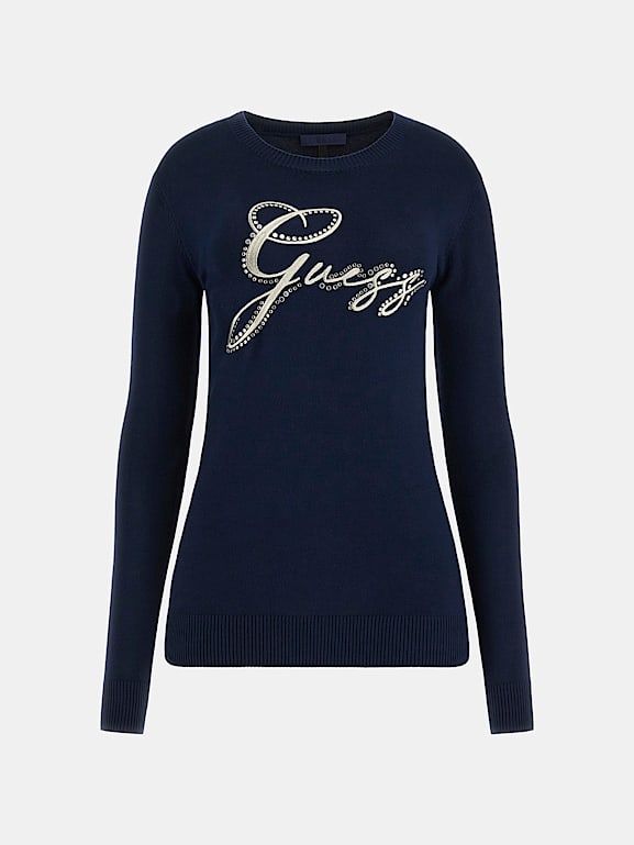 GUESS Rhinestones front logo sweater