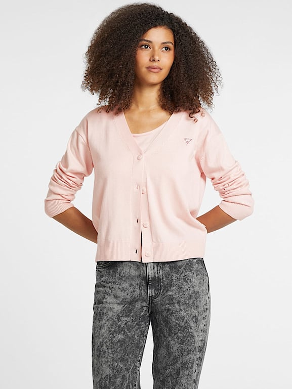 Silk and Wool Blend Mini Triangle Cardigan Women GUESS Jeans