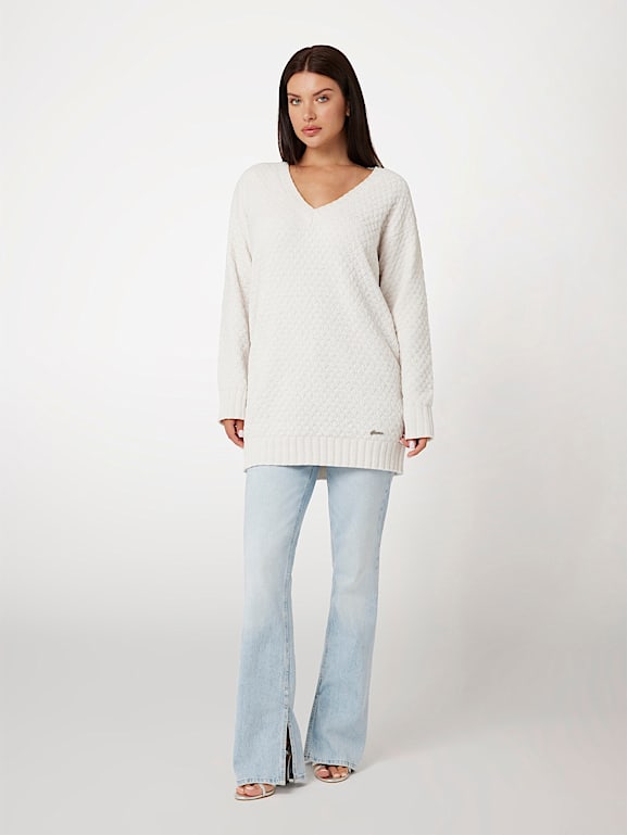 Chenille white sweater clearance