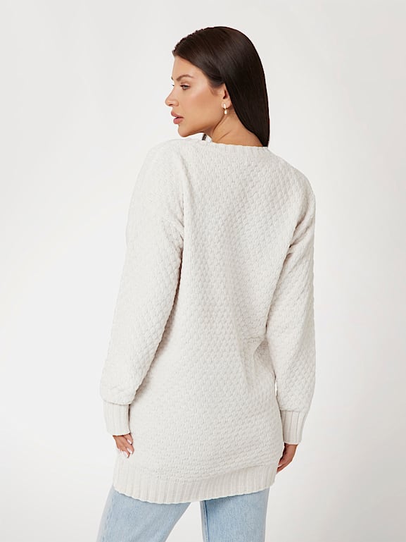 Chenille white sweater discount