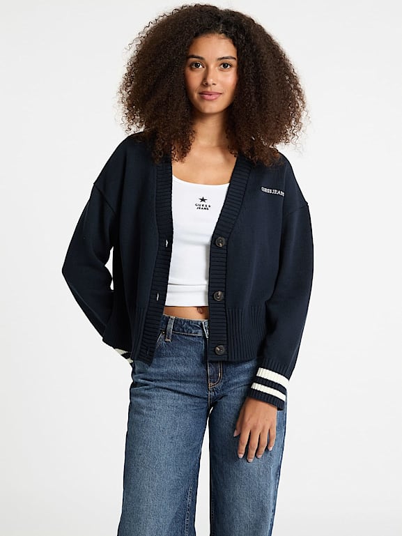 Embroidered Logo Varsity Cardigan Women GUESS Jeans