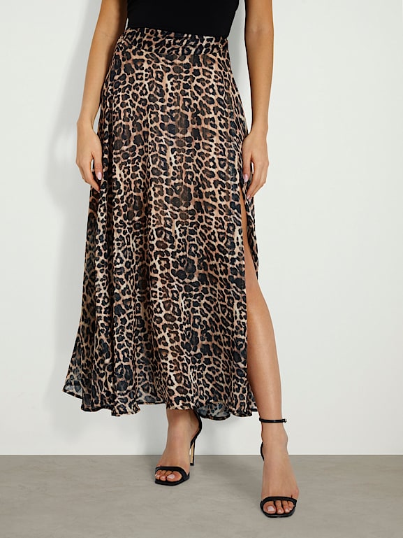 Leopard print sales maxi skirt 50