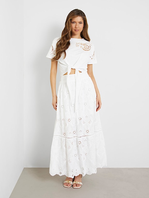 GUESS Embroidered long skirt Women