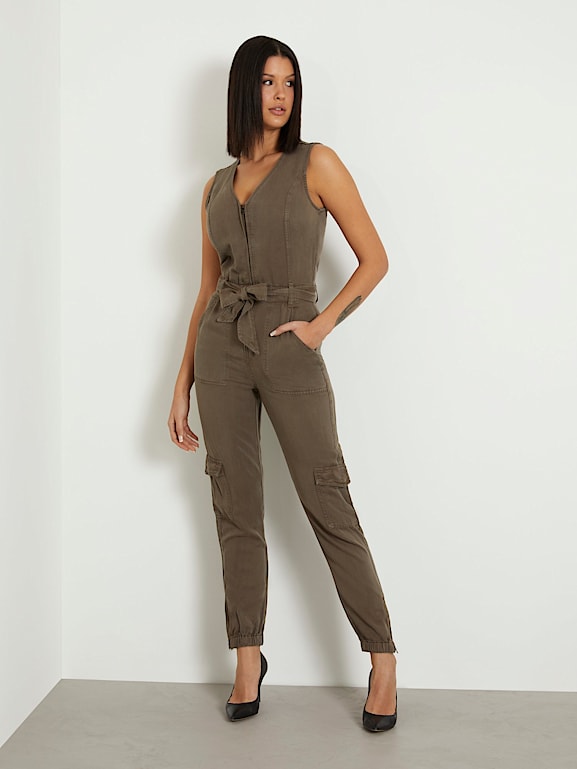 Skinny khaki best sale overalls