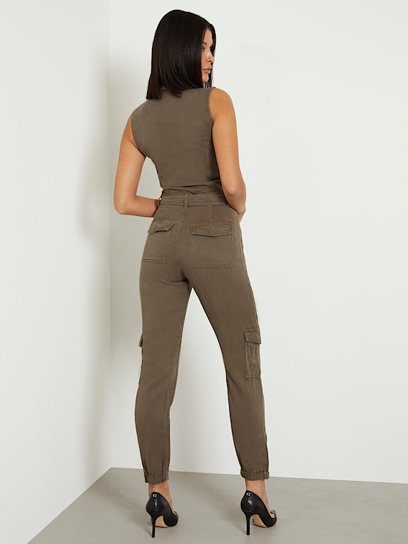 Skinny khaki cheap overalls