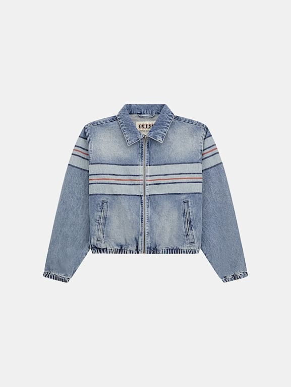 Striped denim jacket hotsell