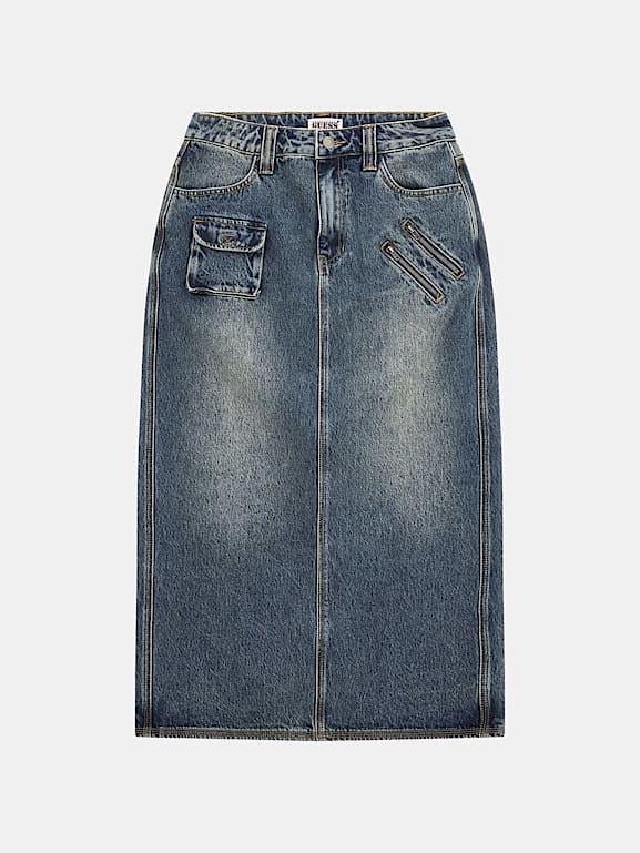 GUESS® Originals Long cargo denim skirt Women