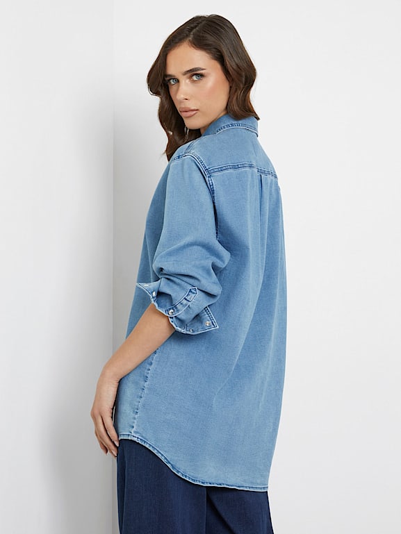 GUESS Chemise en jean decontractee Femme