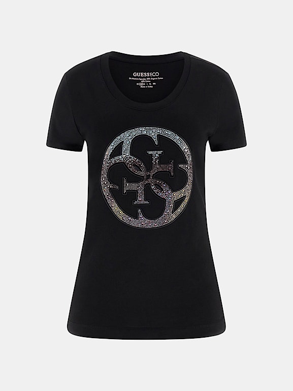 GUESS® T-shirt logo frontal strass Femme