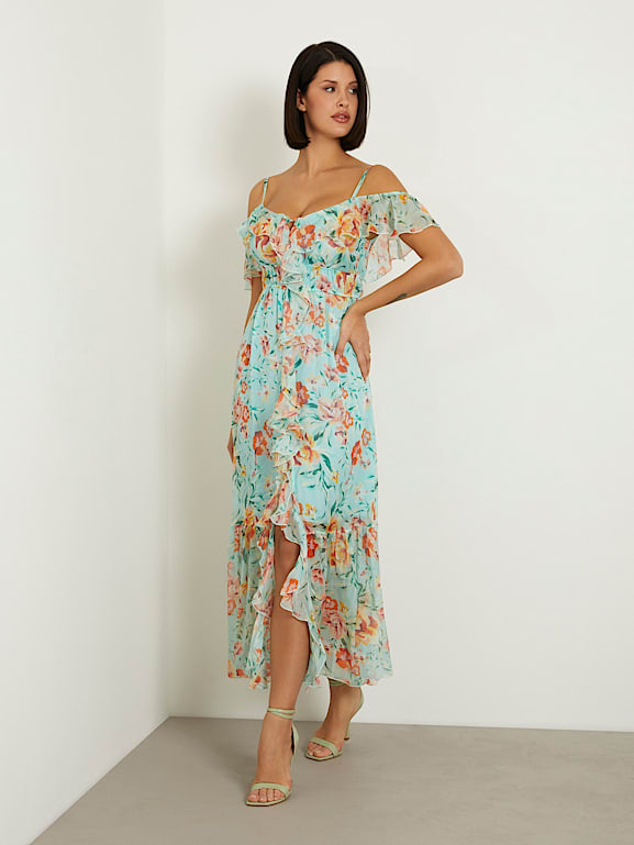 Guess long floral print best sale dress