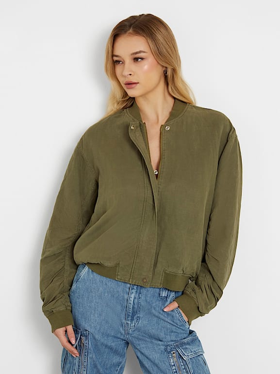 GUESS Bomber en lin m lang Femme