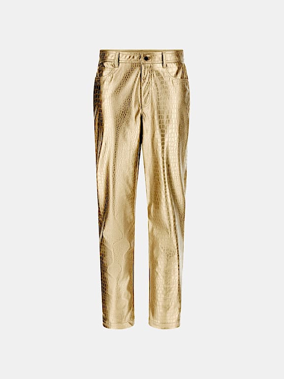 GUESS Metallic faux leather straight pant Women