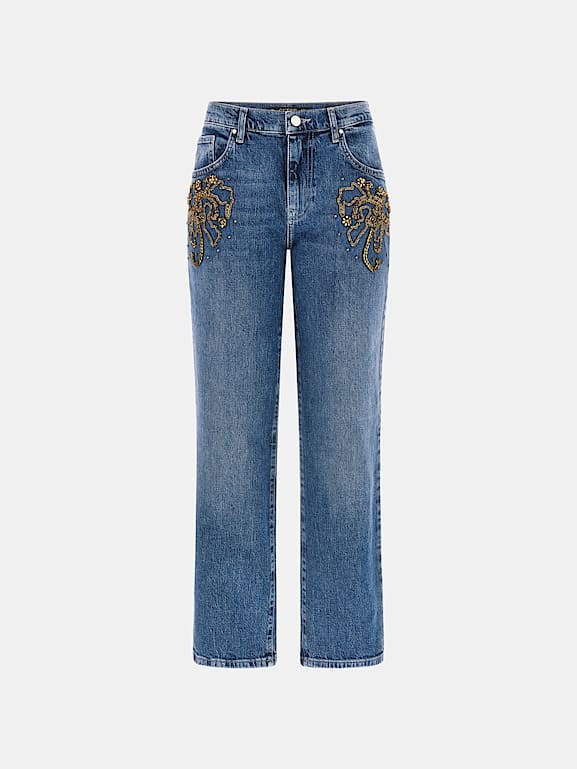 GUESS Boncuklu straight jean Kad n