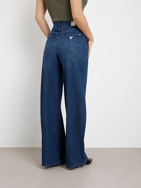 GUESS Jean taille haute et jambe large Femme