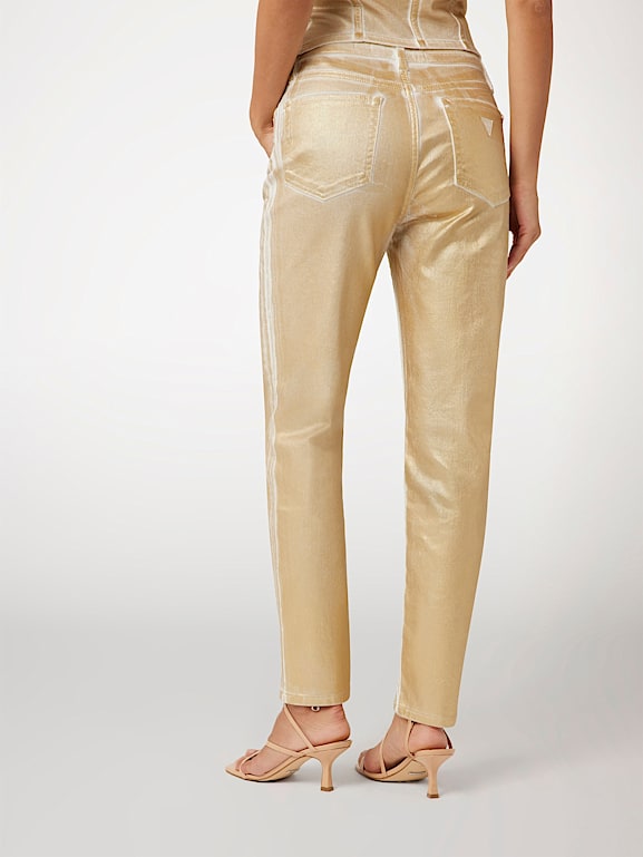 Guess gold metallic jeans deals