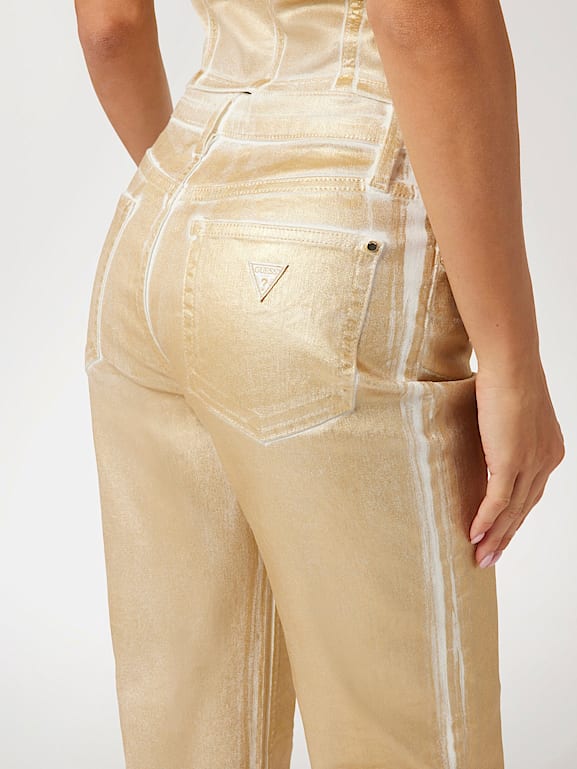 Guess gold metallic jeans online