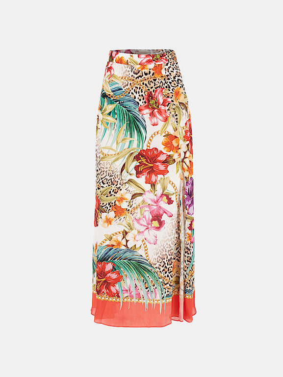 GUESS Lange rok met bloemenprint Dames
