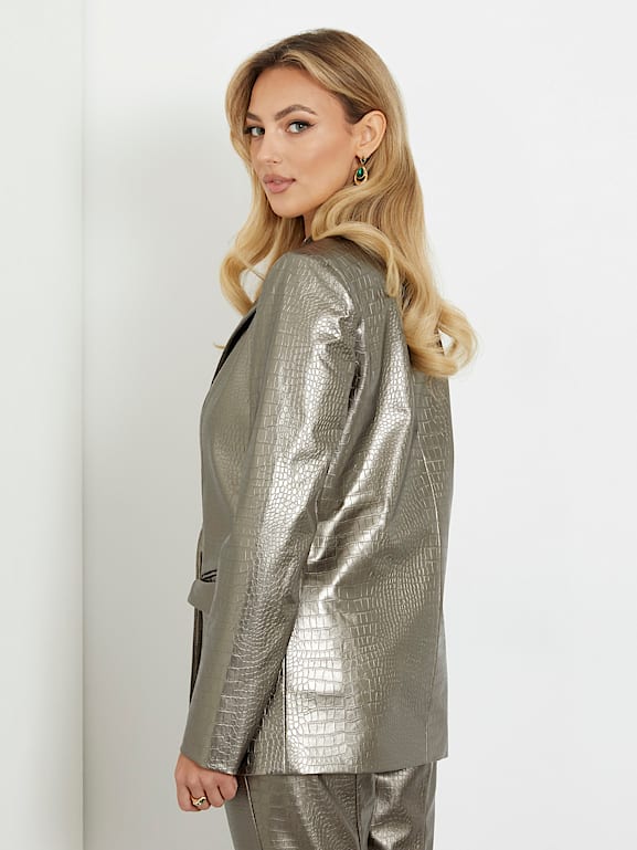 Metallic silver hotsell blazer womens