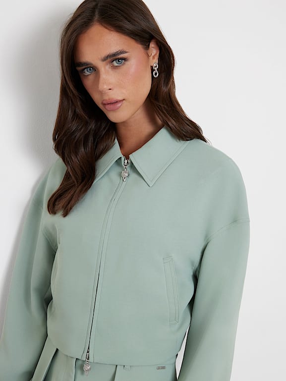 Green cropped jacket ladies clearance
