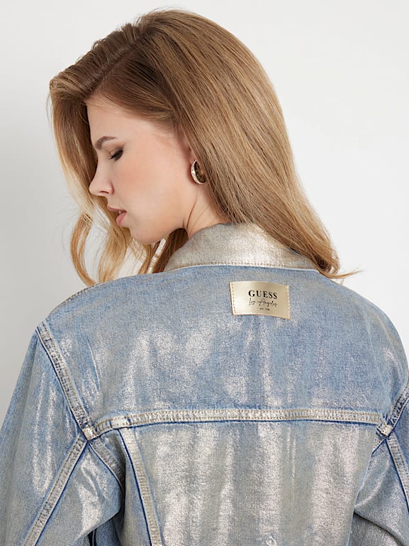 GUESS Veste en denim effet metallique Femme